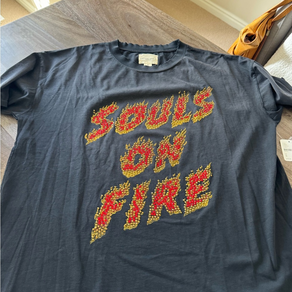 Vintage Souls Graphic T Shirt - Black Red & Gold Rhinestones. - Picture 8 of 8
